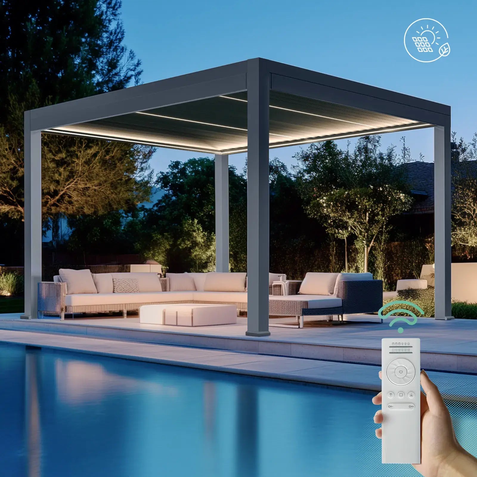 ヴィルツ L Yoolax 10x13Ft Motorized Louvered Pergola for Outdoors