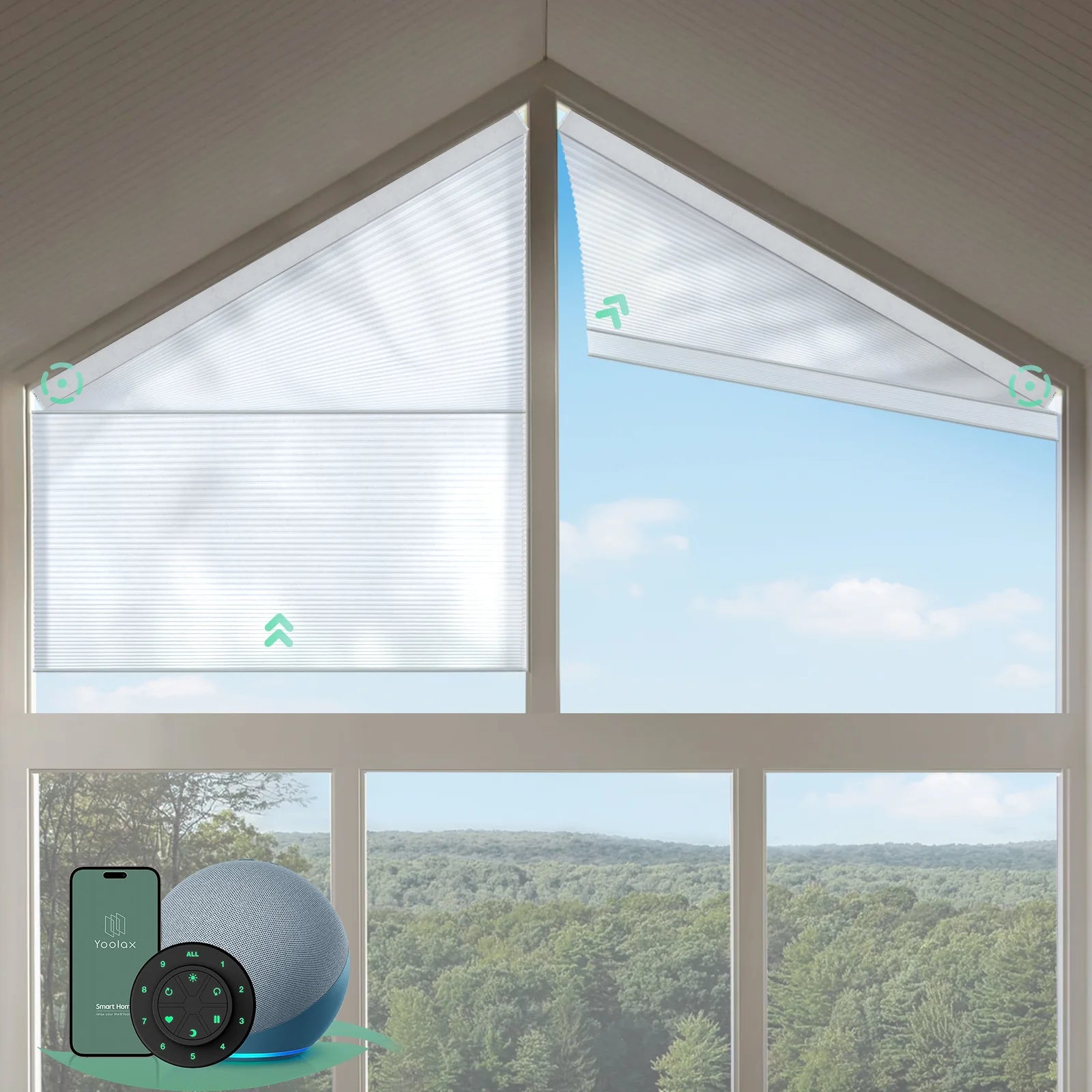 Motorized Right Trapezoid Cellular Shades for Windows – Yoolax