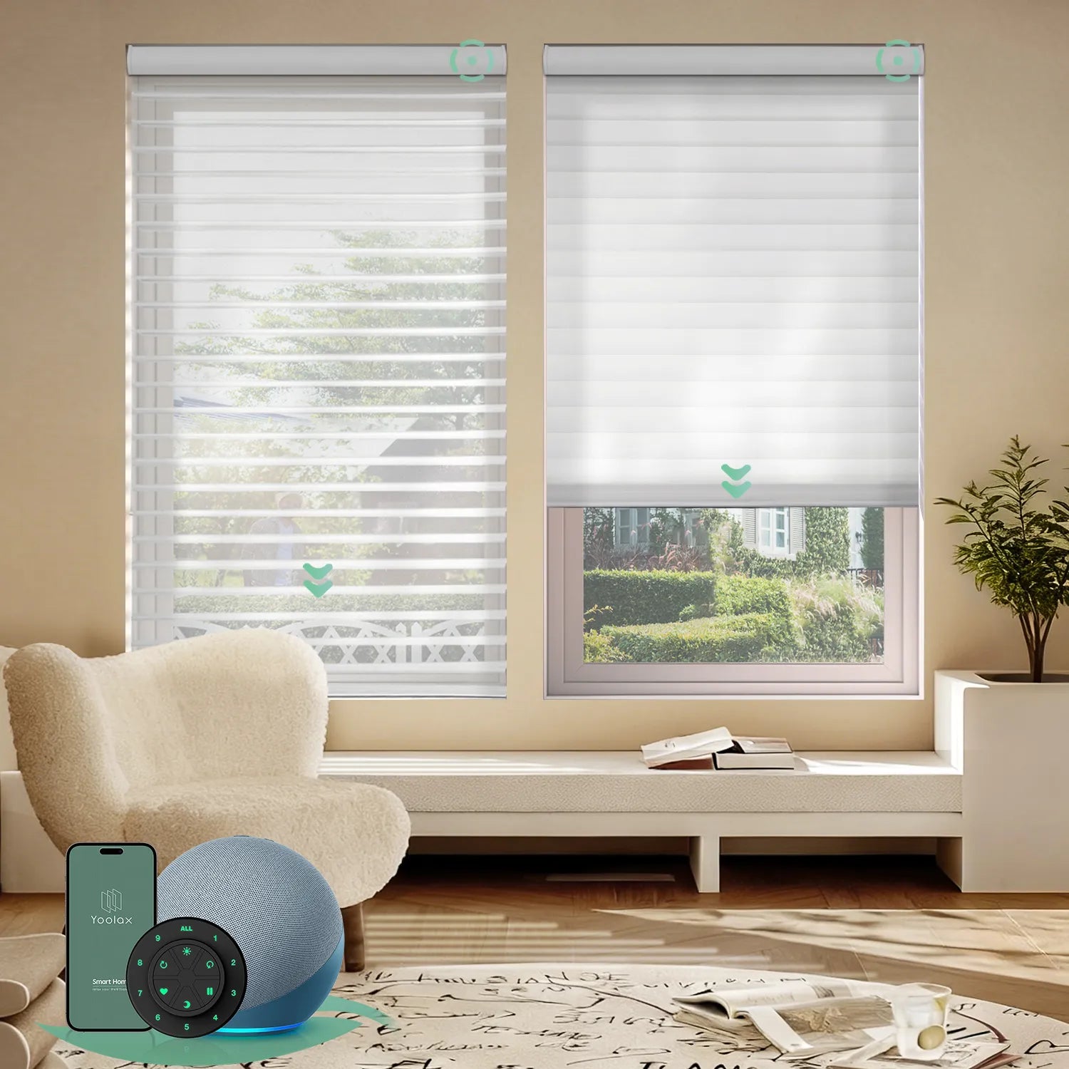 SHEER ステラ Motorized Light Filtering Horizontal Sheer Shades for Windows – Yoolax