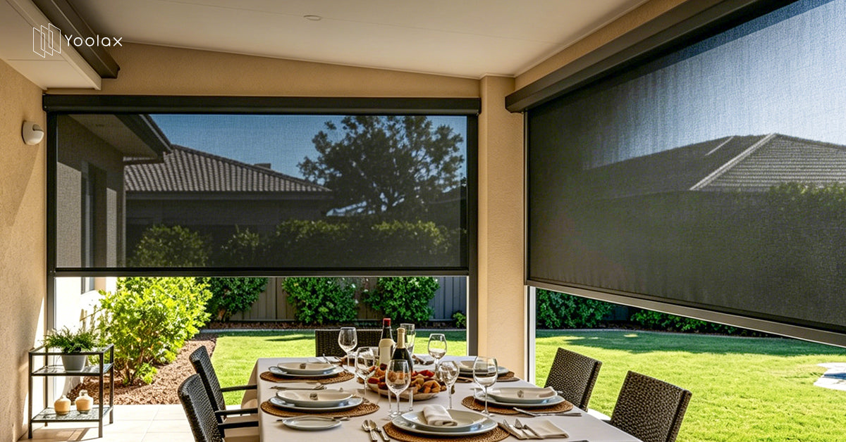 Yoolax motorized outdoor shades solar powered