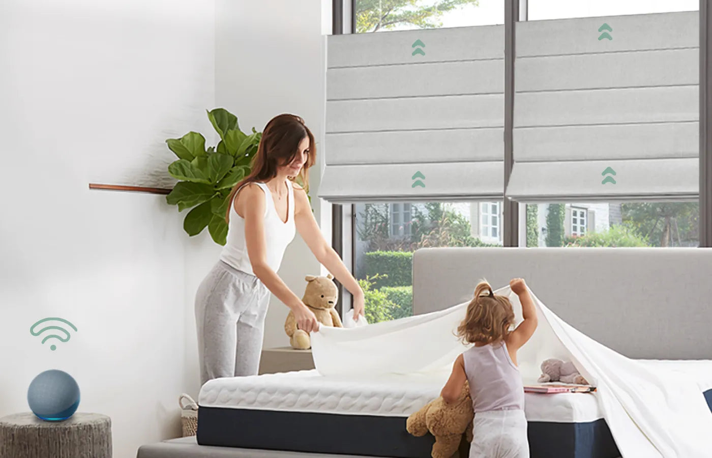 Yoolax Motorized Top down bottom up blackout roman shades offer effortless light and privacy management, perfect for larger or hard-to-reach windows, bringing elegance and comfort to every room