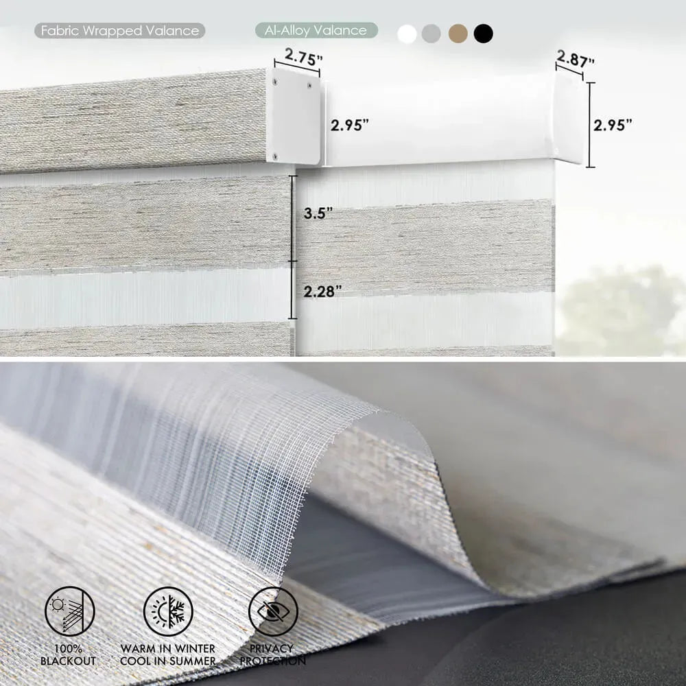 The fabric features blackout, heat insulation, privacy protection.