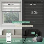 Motorized zebra shades with voice control, app control , and timer functions