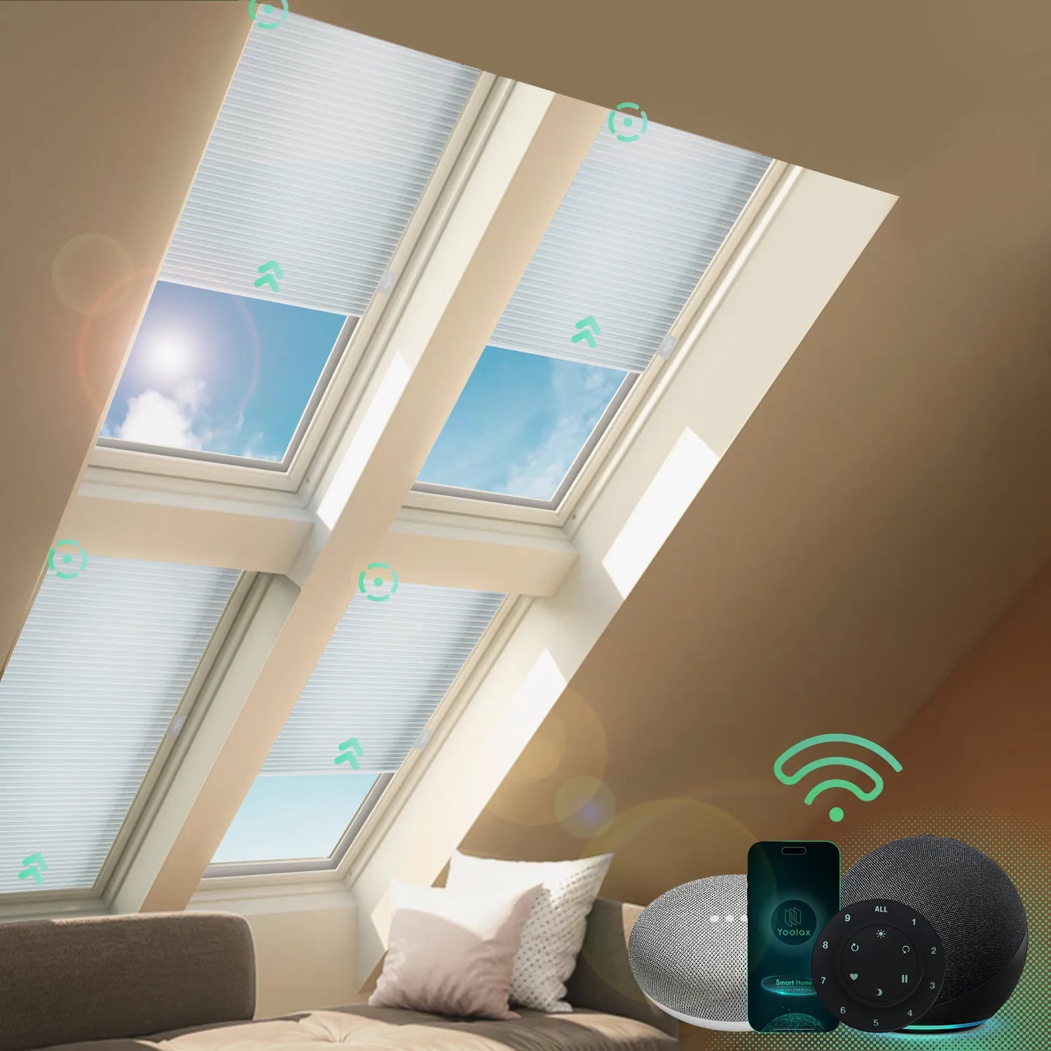 Yoolax Smart Motorized Light Filtering Skylight Shades