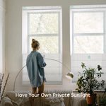 Motorized top down bottom up roman shades in blackout fabric, providing advanced privacy control and optimal light management for every room