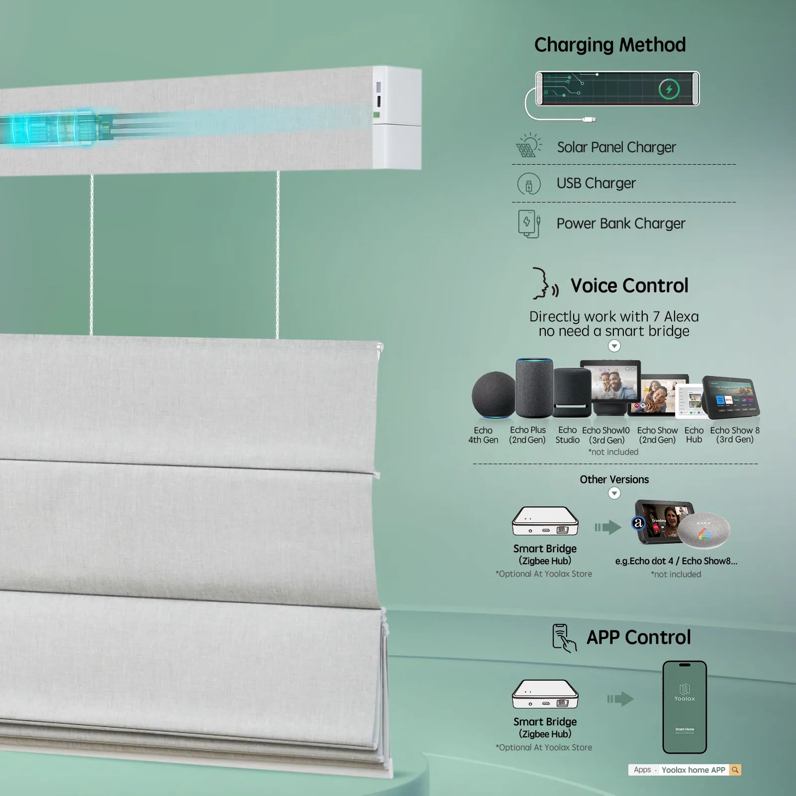 Compatible with the Alexa ecosystem or APP and is powered by rechargeable batteries or solar panels