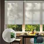 Electric light filtering roller shades with half shading v-shimmer horizontal beige fabric, ideal for living rooms, dining areas, and home offices.
