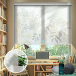 Light filtering roller shades with semi sheer v-starry white fabric, ideal for living rooms, dining areas, and home offices.