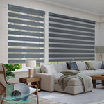 Smart Zebra blinds for windows with 100% blackout mesh silver fabric, ideal for soft light control and modern interiors