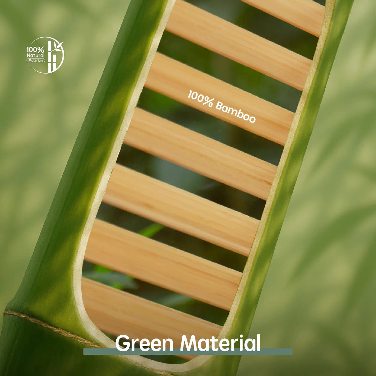 Eco-friendly bamboo blinds made from 100% natural bamboo, showcasing raw texture and sustainable green material