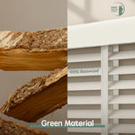 Eco-friendly wood blinds made from 100% natural basswood, showcasing raw wood texture and sustainable green material