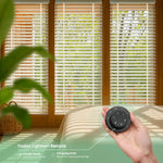 Control up to 16 wood blinds simultaneously with remote