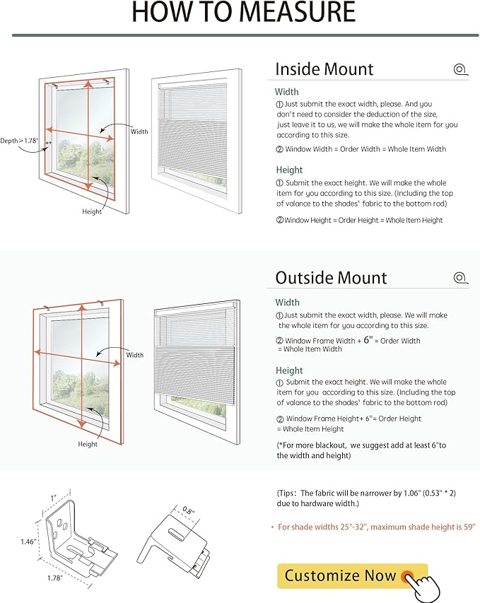 Measurement guidelines and notes for day night shades