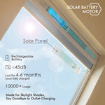 Motor is powered by rechargeable batteries or solar panels, with noise under 48dB