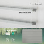 Grey 55mm 3-layer light-filtering sheer fabric, combining soft light diffusion, UV protection, and certified safe materials.