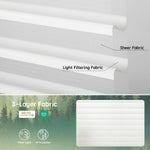 White 55mm 3-layer light-filtering sheer fabric, combining soft light diffusion, UV protection, and certified safe materials.