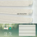 Texture linen 75mm 3-layer light-filtering sheer fabric, offering soft light, UV protection, and certified safety.