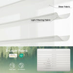 White 75mm 3-layer light-filtering sheer fabric, combining soft light diffusion, UV protection, and certified safe materials.