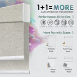This motorized dual roller shades combination offer flexible light control, energy efficiency, privacy protection, UV protection, and noise reduction.