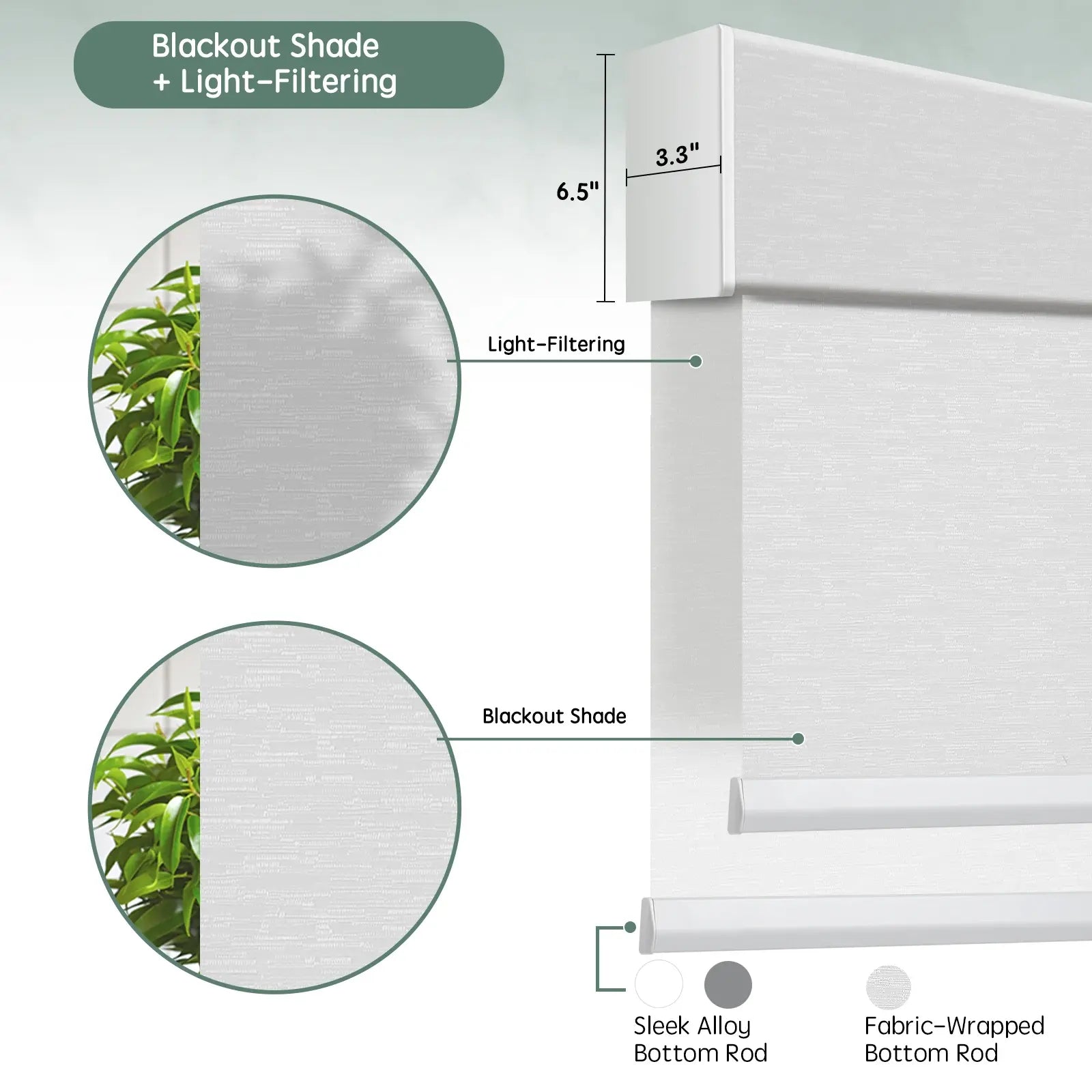 motorized dual shades in beige with room light filtering and blackout linen