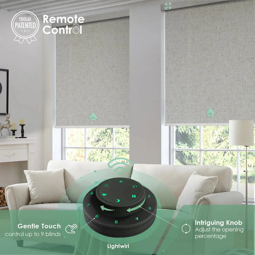 Control up to 9 roller shades simultaneously with remote