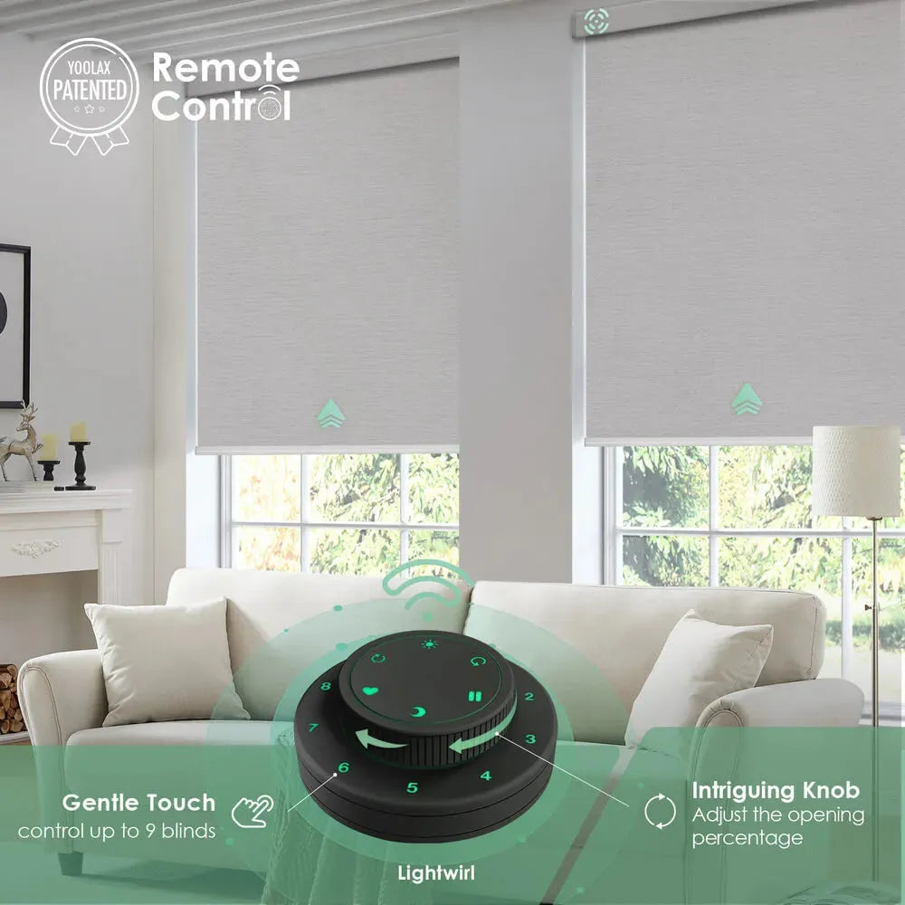 Control up to 9 roller shades simultaneously with remote