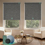Motorized blackout roller shades V Series with V-Rock Stripe fabric for precise light control and full light blockage