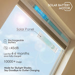 Motor is powered by rechargeable batteries or solar panels, with noise under 48dB
