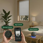 Smart control of motorized cellular shades via app, remote and voice