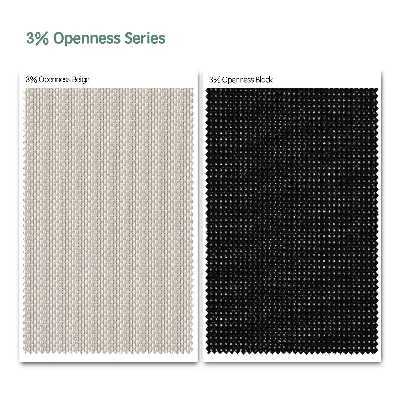 3% openness motorized extra-wide outdoor roller shades fabric samples — Beige, Black.
