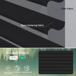 Black 55mm 3-layer fabric for horizontal sheer shades, featuring one room darkening layer and two sheer layers for balanced light control, UV protection, and certified safety.