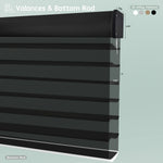 Horizontal sheer shades with aluminum valance options, featuring bottom rods for clean, structured finish.