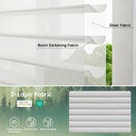 White 75mm 3-layer fabric for horizontal sheer shades, featuring one room darkening layer and two sheer layers for balanced light control, UV protection, and certified safety.