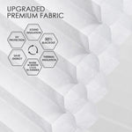 Light-filtering double cell honeycomb fabric with 50% blackout, sound and thermal insulation, and UV protection for energy saving and year-round comfort.