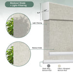 motorized dual linen shades in beige with room light filtering and blackout linen
