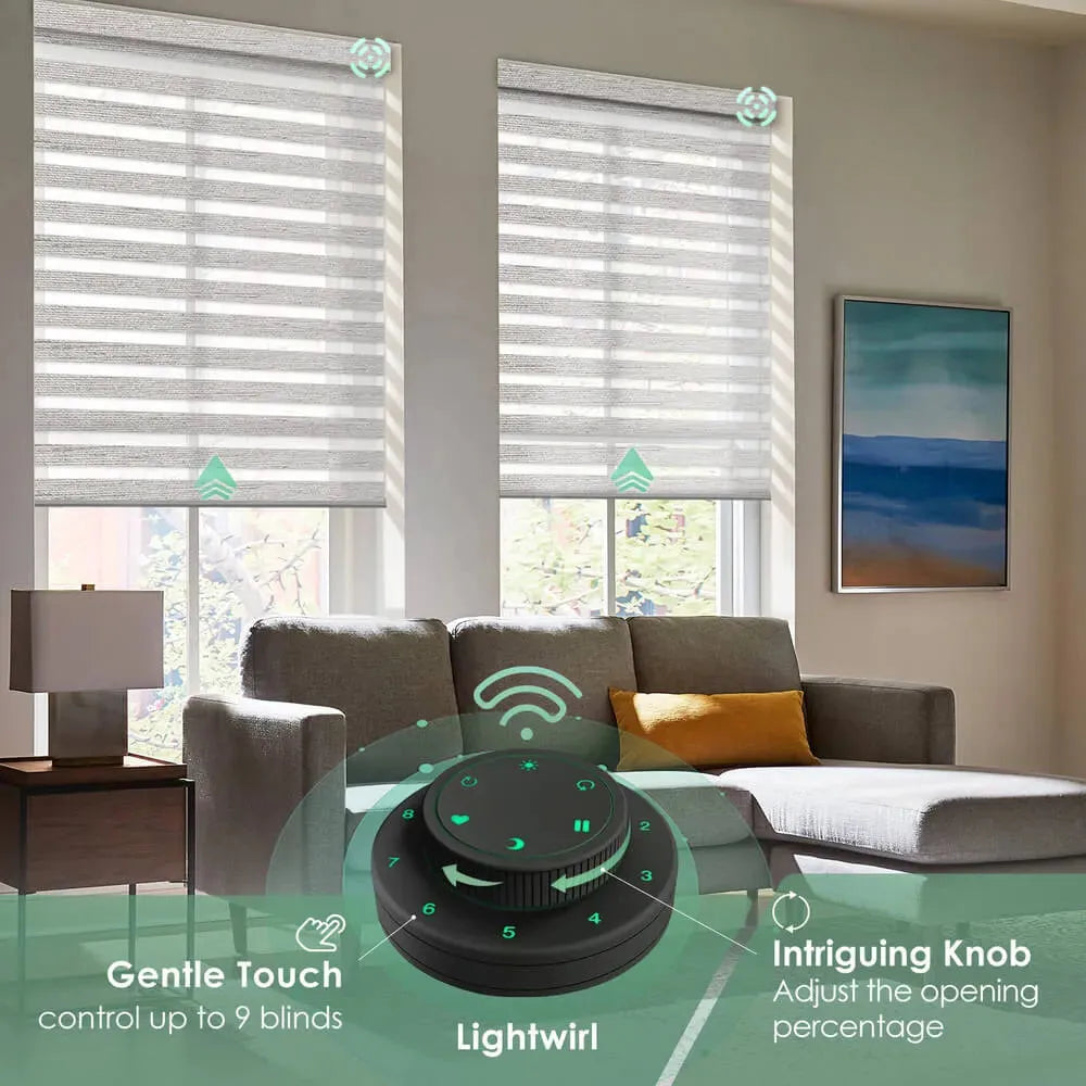 Control up to 9 zebra blinds simultaneously with remote