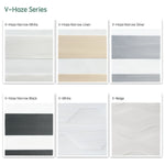 V-haze series motorized zebra shades  — Narrow White, Narrow Linen, Narrow Silver, Narrow Black, V-White, V-Beige.