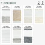 V-jungle series motorized zebra shades  — Light Grey, Coffee, Linen White,  Linen, Stripe White, Stripe Grey, Dark Grey.