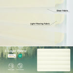 Elegant beige 75mm 3-layer light-filtering sheer fabric, offering soft light, UV protection, and certified safety.