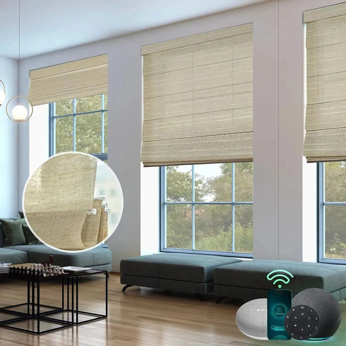 Yoolax Motorized Roman Shades Half-Shading